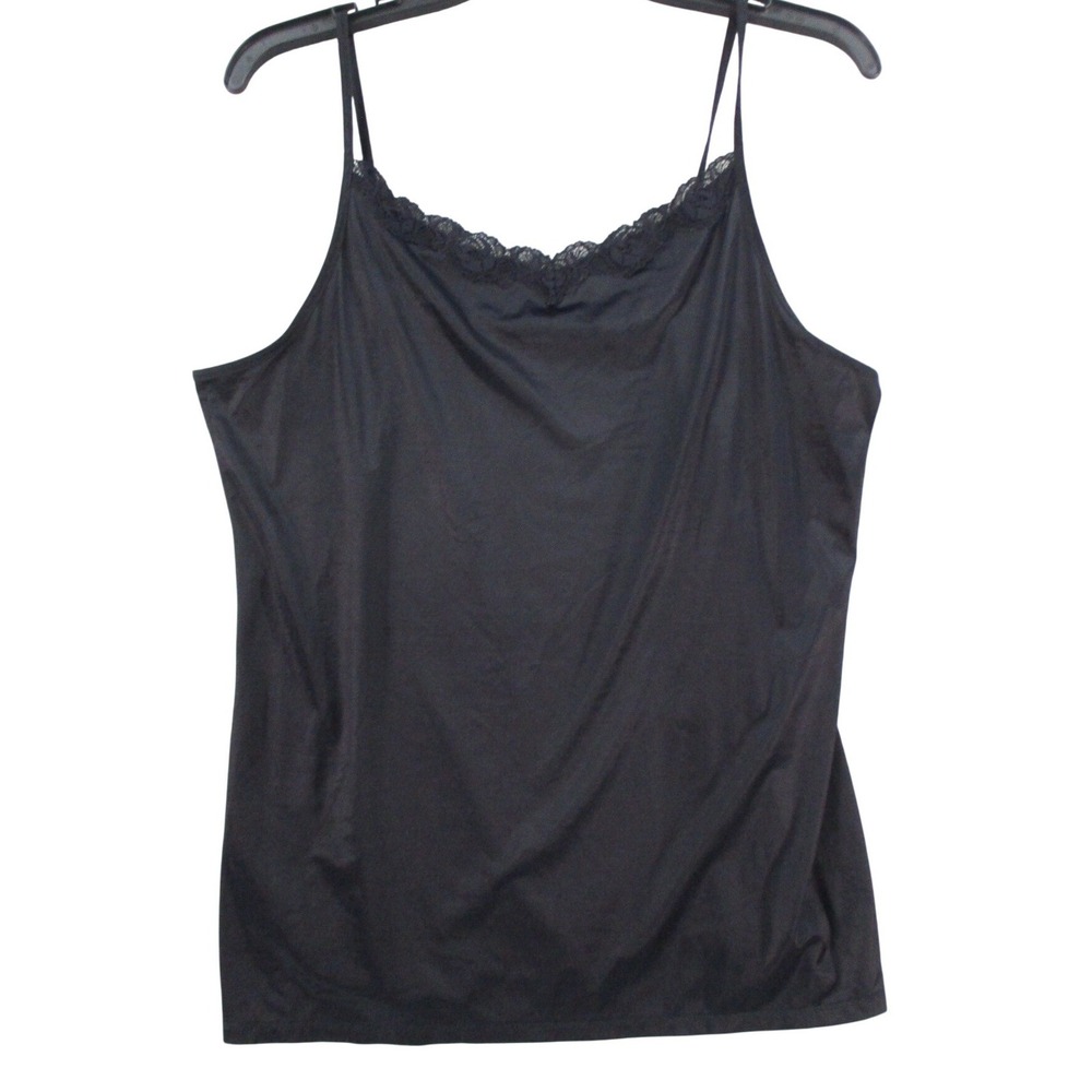 Vanity Fair Womens Black Lace Trim Cami Adjustable Straps 3XL 3XG 17047